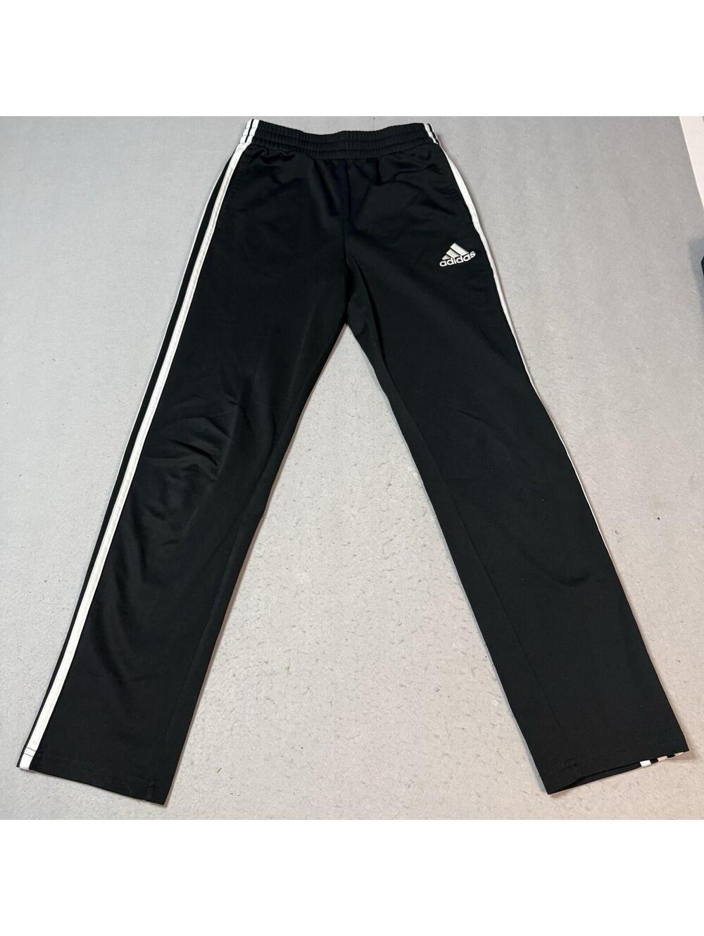Adidas Track Pants Youth Large 14/16 Black White Stripe Athletic Soccer Training